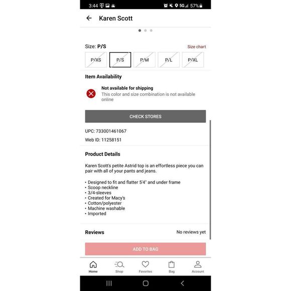 Karen Scott Festive Snowflake 3/4-Sleeve Top Ultra Blue PS - Picture 2 of 3